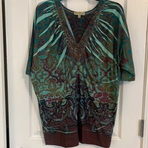 Boutique Bleu Lounge Embellished Boho Tunic